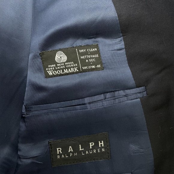 Ralph Lauren Black Label Blazer Sport Coat Wool 3 Button Navy Blue Mens 40L - Picture 3 of 10